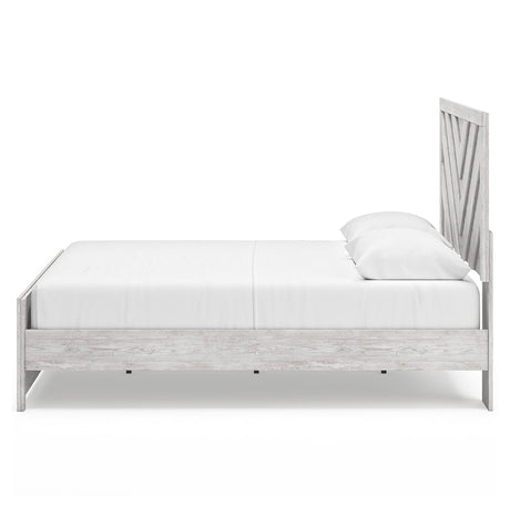 Cayboni Whitewash King Panel Bed side angle