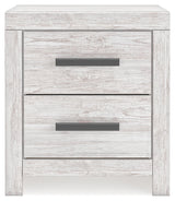Head-on view of Cayboni Whitewash Nightstand