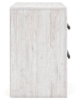 Side profile of Cayboni Whitewash Nightstand
