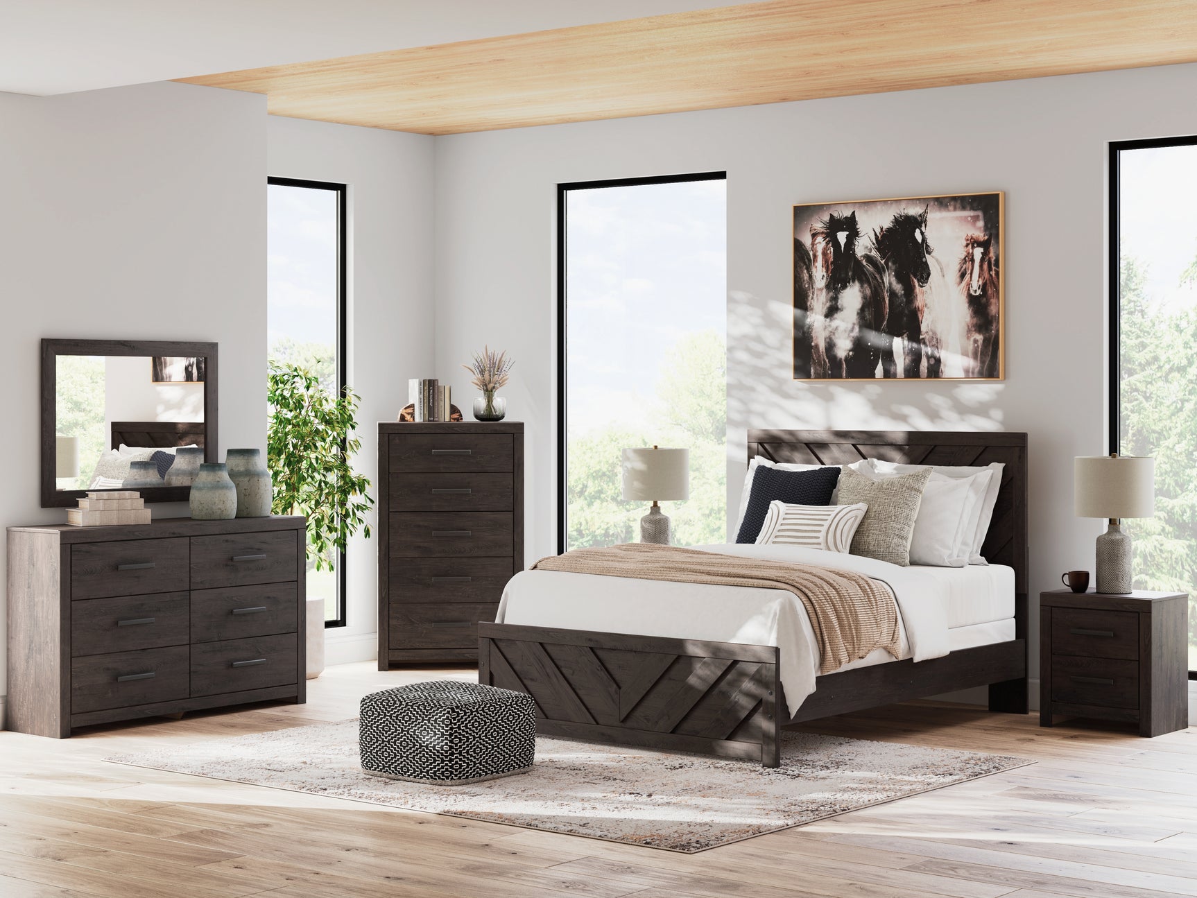 Prendonea dresser and mirror in bedroom setting