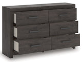 Prendonea Charcoal Dresser open drawer view