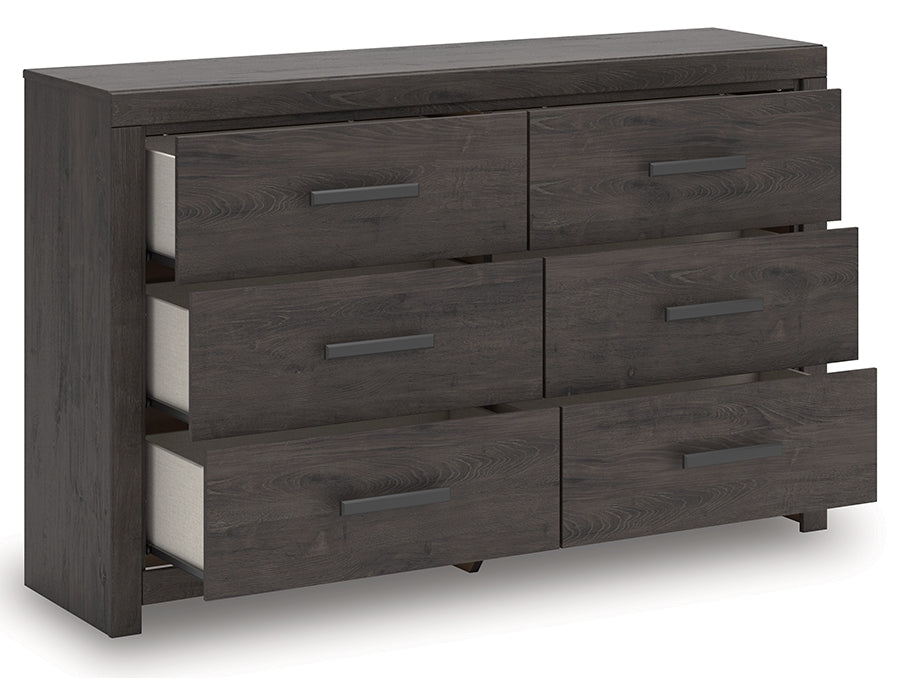 Prendonea Charcoal Dresser open drawer view