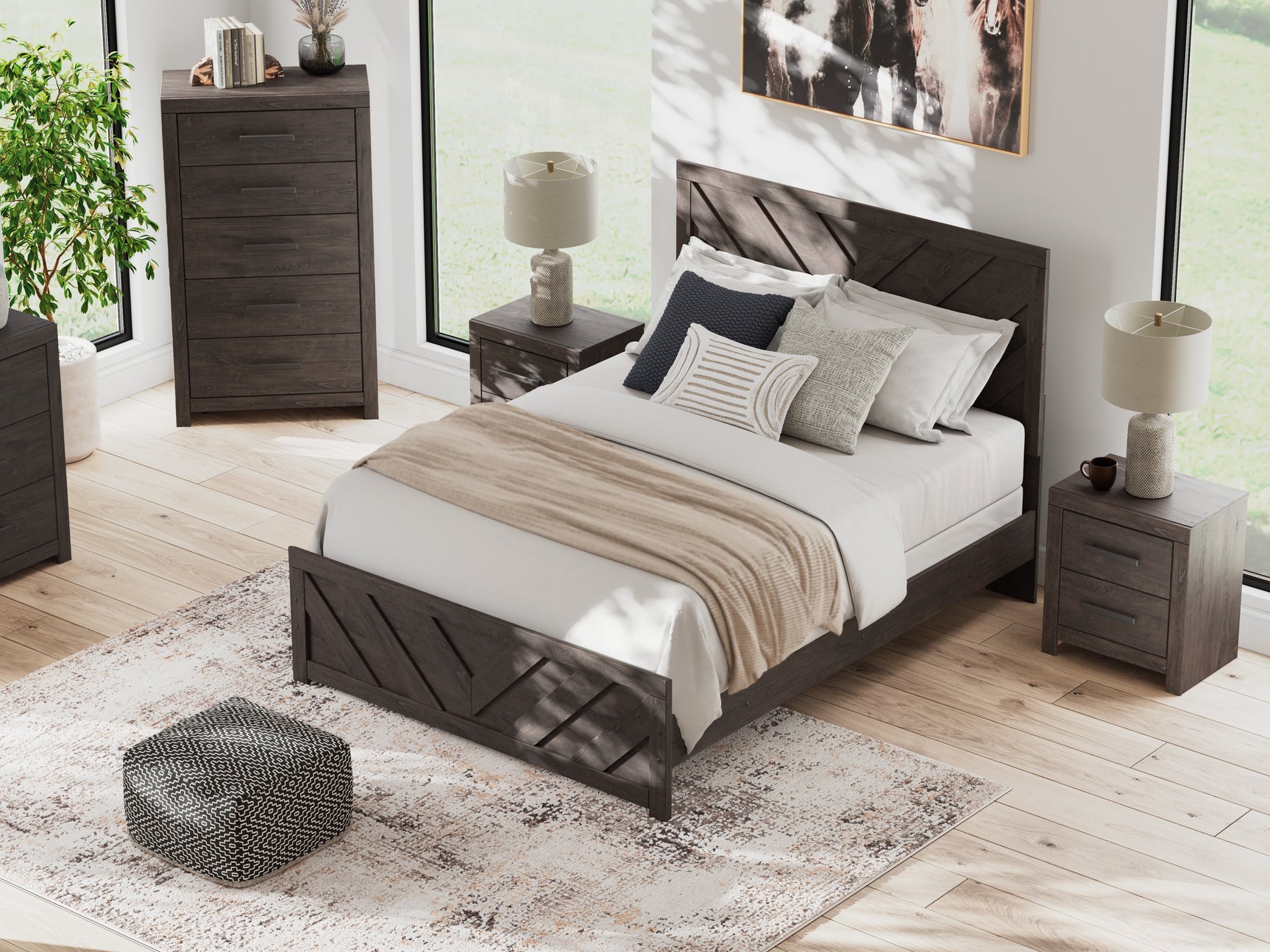 Prendonea Queen Bed moody corner view