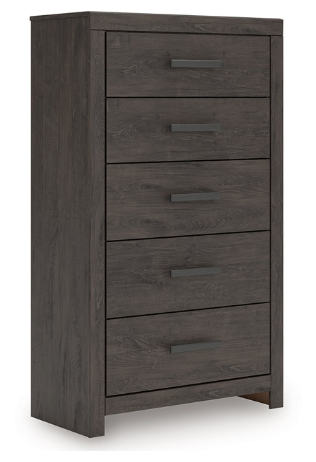 Prendonea Charcoal Chest of Drawers side alternate angle