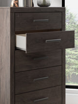 Prendonea Charcoal Wood Casual Chest of Drawers front view