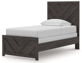 Prendonea Charcoal Twin Panel Bed alternate angled view