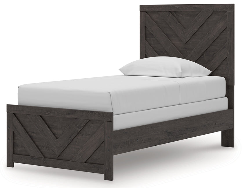 Prendonea Charcoal Twin Panel Bed alternate angled view