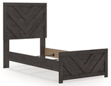Prendonea Charcoal Twin Panel Bed close-up detail