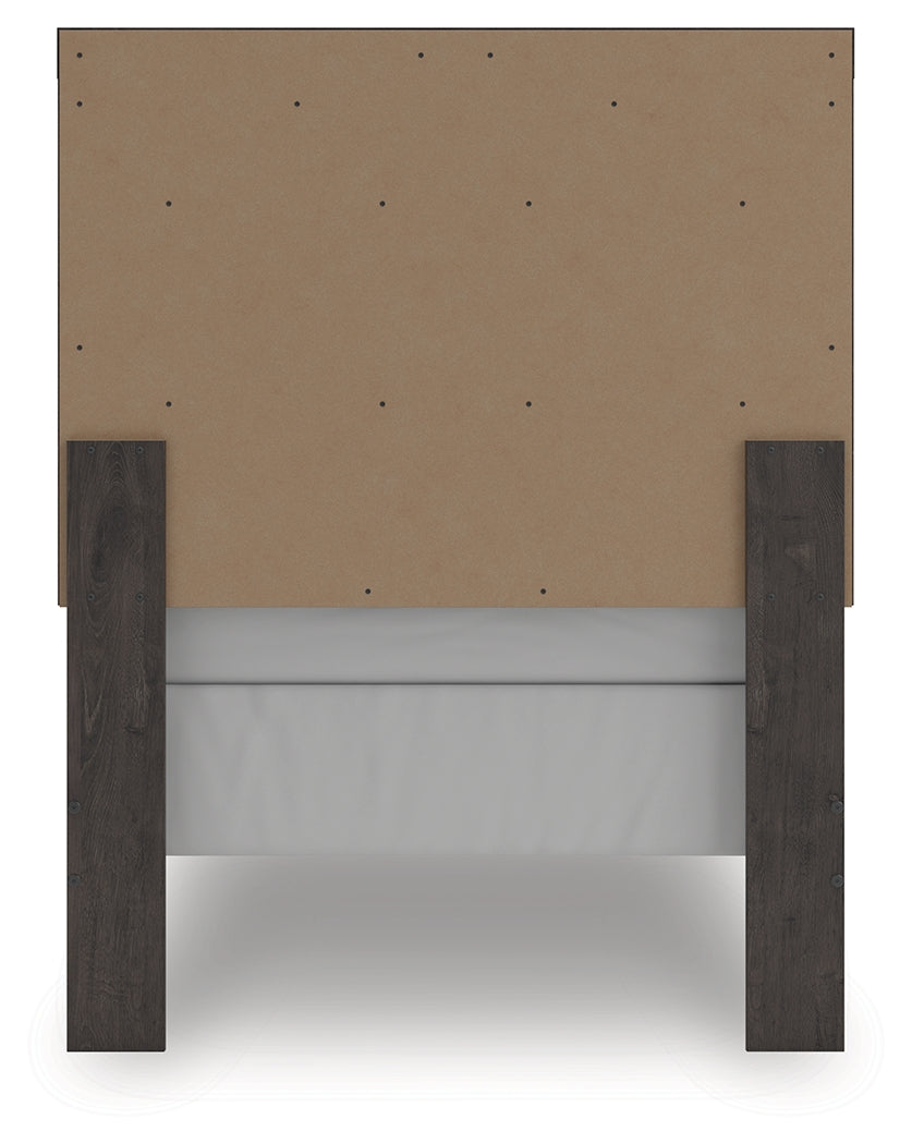 Prendonea Charcoal Twin Panel Bed back view