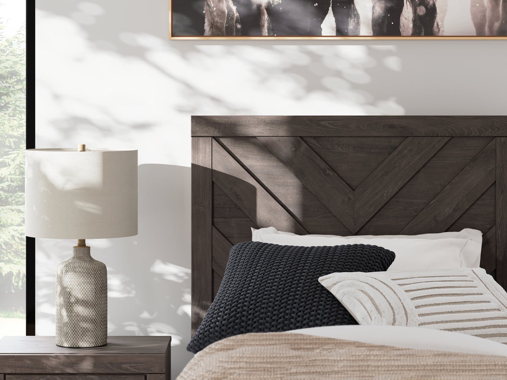 Prendonea Charcoal Twin Panel Bed headboard detail