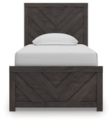 Prendonea Charcoal Twin Panel Bed headboard front