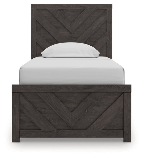 Prendonea Charcoal Twin Panel Bed headboard front