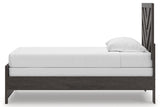 Prendonea Charcoal Twin Panel Bed side angle