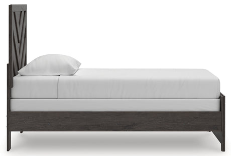 Prendonea Charcoal Twin Panel Bed side view