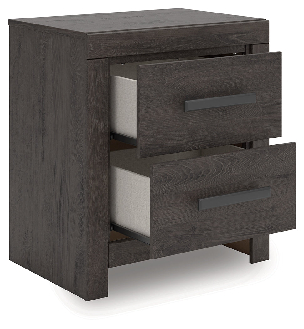 Prendonea Nightstand drawers open showing interior storage