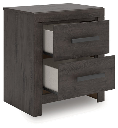 Prendonea Nightstand drawers open showing interior storage