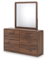Alternate side angle of Fortlorn Walnut Brown Dresser and Mirror