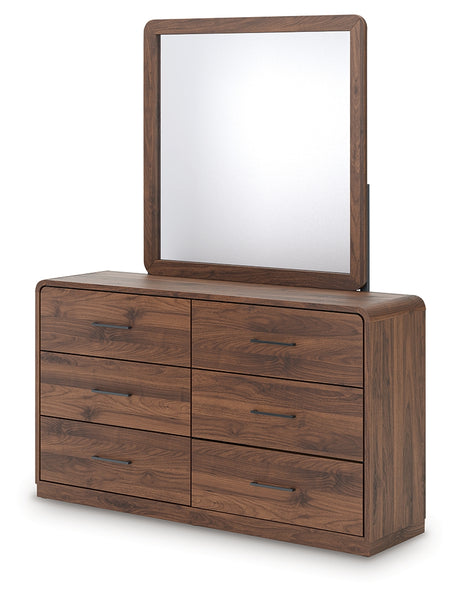Alternate side angle of Fortlorn Walnut Brown Dresser and Mirror