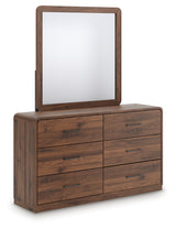Front angle view of Fortlorn Walnut Brown Dresser and Mirror