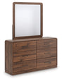 Front angle view of Fortlorn Walnut Brown Dresser and Mirror