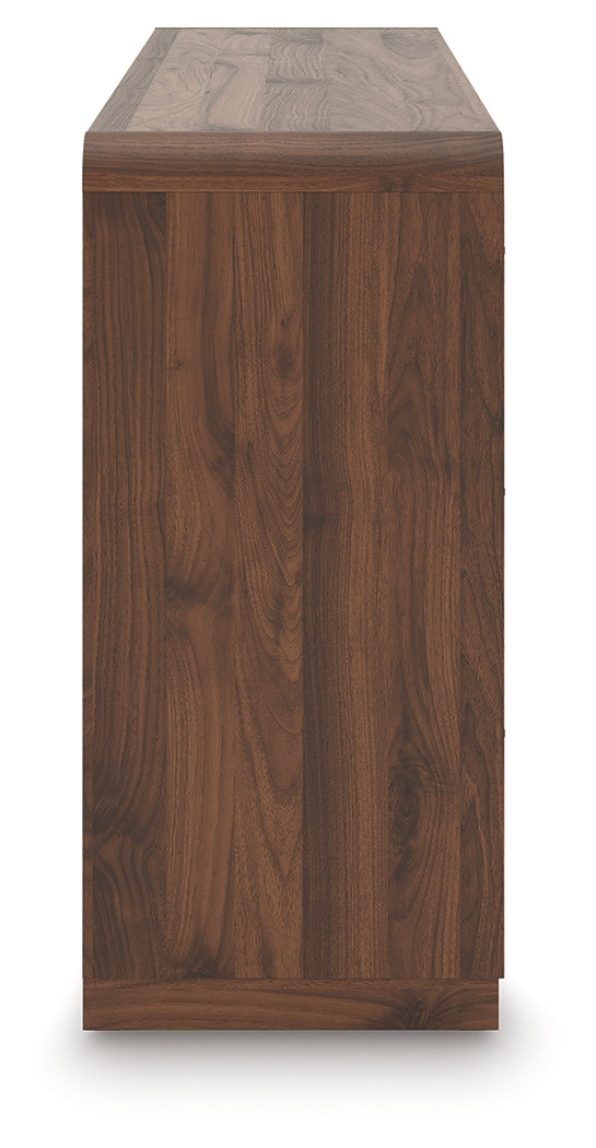 Side profile of Fortlorn Walnut Brown Dresser