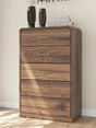 Front angle of Fortlorn walnut brown chest of drawers