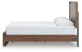 LED dimmer switch detail on Fortlorn queen bed headboard