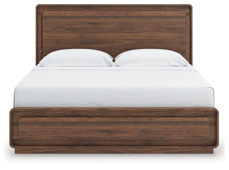 Fortlorn King Panel Bed Walnut Brown headboard front view