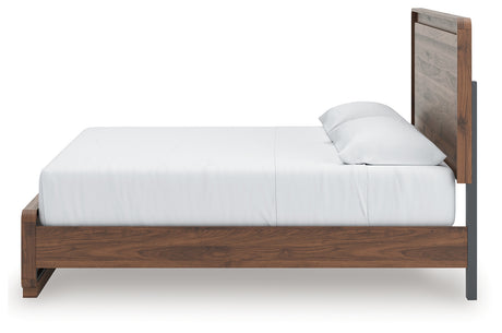 Fortlorn King Panel Bed Walnut Brown side alternate angle