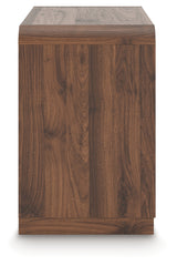 Side view of Fortlorn Walnut Brown Nightstand