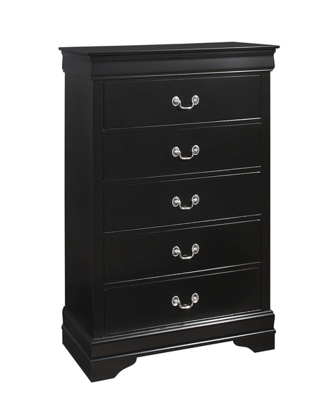 Louis Philip chest of drawers with black wood and pewter handles