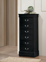 Close-up of pewter bail hardware on Louis Philip nightstand drawer