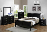 Louis Philip nightstand next to bed frame from same collection