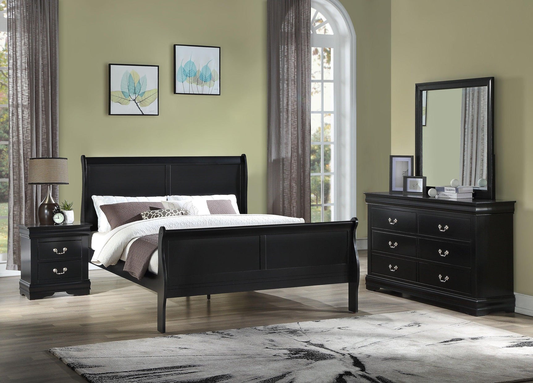 Louis Philip Black nightstand in black finish