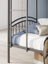 Close-up of metal frame finish on Lanceburg bunk bed