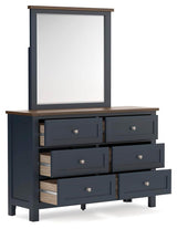 Landocken Brown/Blue Panel Bedroom Set angled view