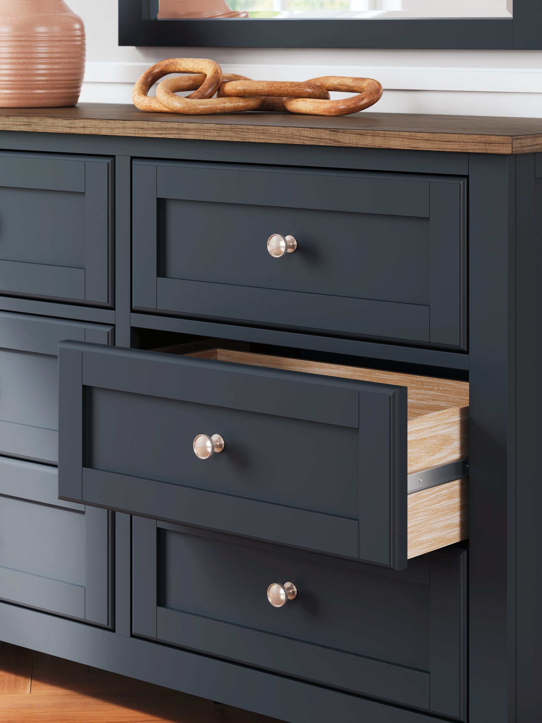 Drawer interior of Landocken dresser