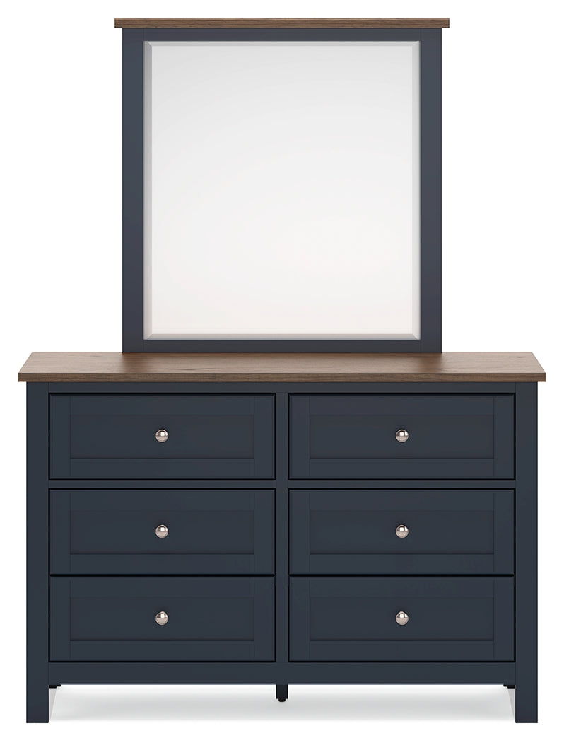 Back view of Landocken dresser and mirror attachment
