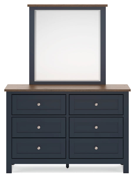 Back view of Landocken dresser and mirror attachment