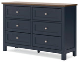 Open drawer view of Landocken 6-drawer dresser