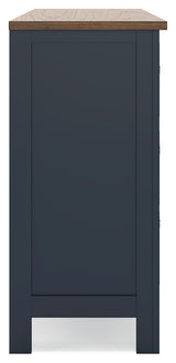 Top view showing two-tone finish of dresser