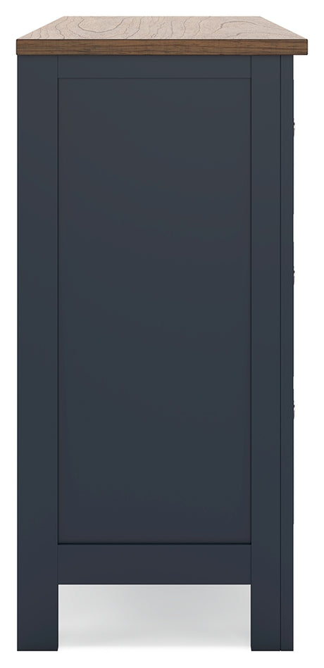 Top view showing two-tone finish of dresser