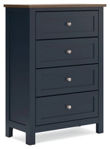 Side angle of Landocken chest showing drawer detail