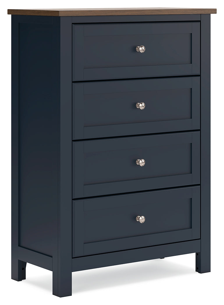 Side angle of Landocken chest showing drawer detail