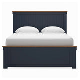 Side view of Landocken queen bed showing footboard