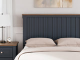 Detailed shot of slatted headboard