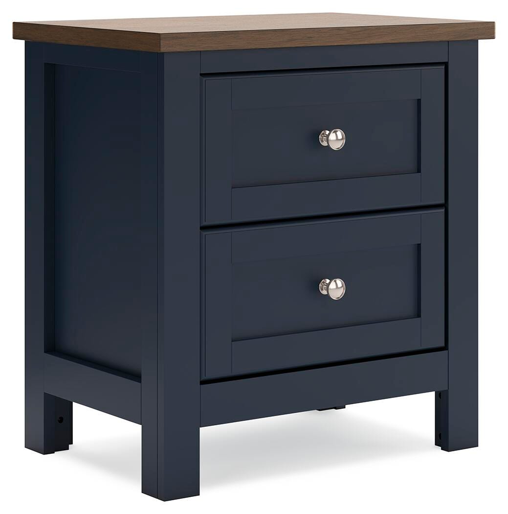 Landocken Brown/Blue Panel Bedroom Set angled view
