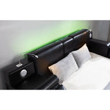 Queen bed with built-in Bluetooth speakers