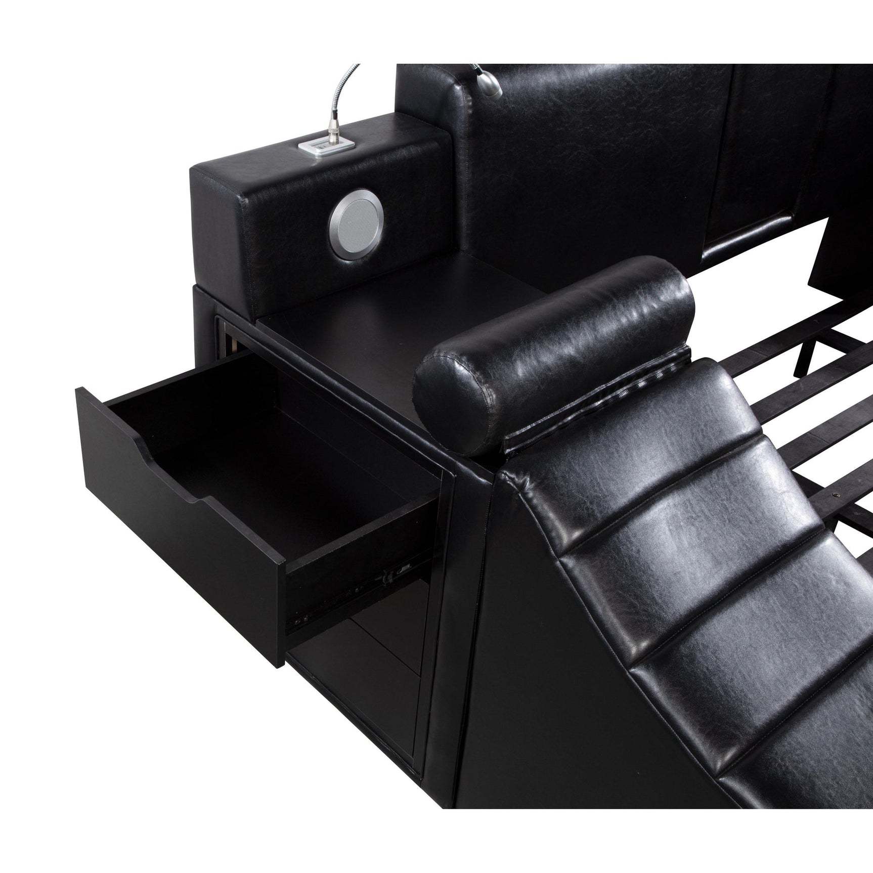 Apollo black bed with reading lights and storage