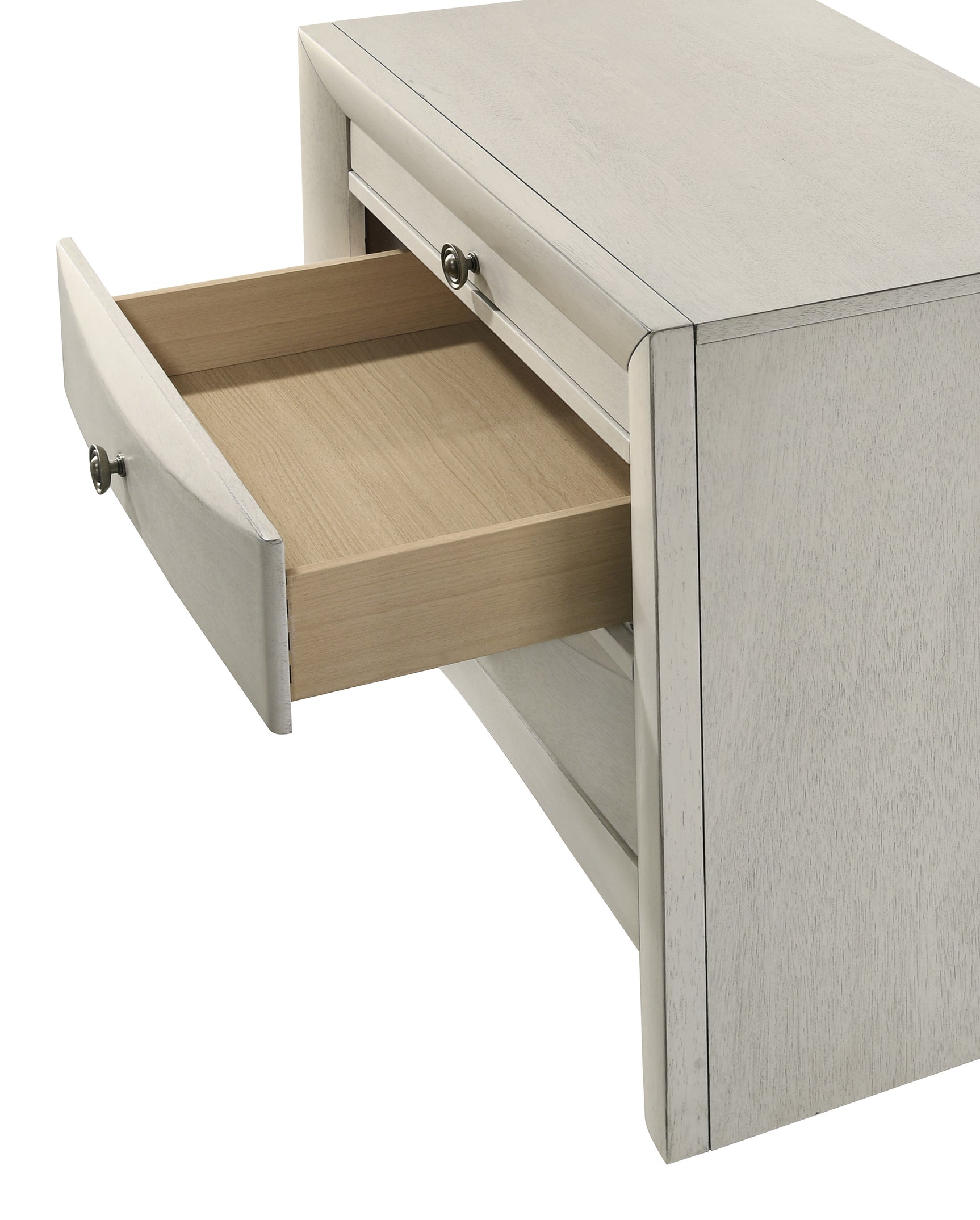 Emily White Storage Platform Queen Bed front angle with storage drawers